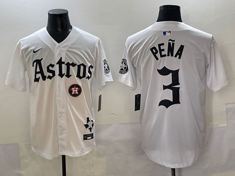 Men 2025 Houston Astros #3 Pena White Five generations Joint Name Nike MLB Jersey style 43->houston astros->MLB Jersey